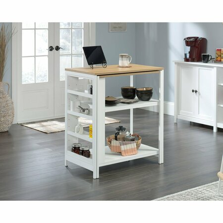 SAUDER Kitchen Island Baltic Oak/white , Counter-height, multi-purpose table for kitchen storage and prep 428253